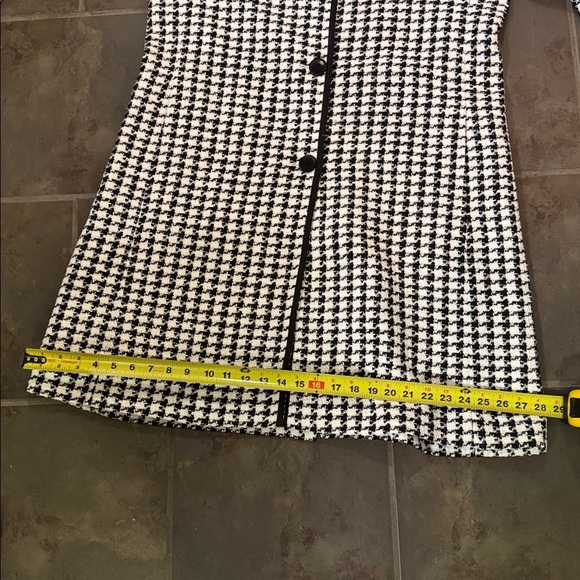 Kate Spade Women’s Houndstooth Tweed Coat Black White Crewneck Pea Coat Size XL - Picture 11 of 11